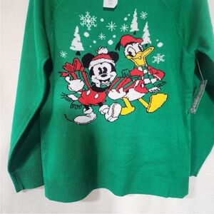 Festive Green Sweater with Iconic Characters